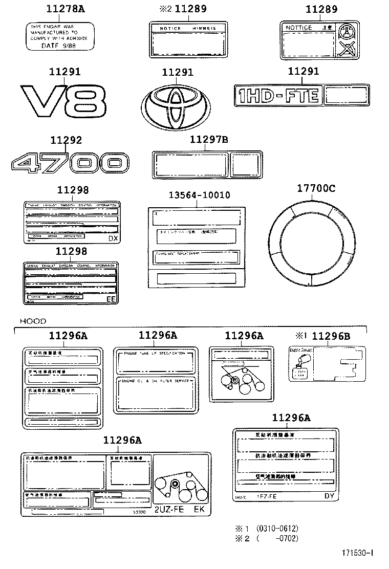  LAND CRUISER 100 |  CAUTION PLATE NAME PLATE ENGINE