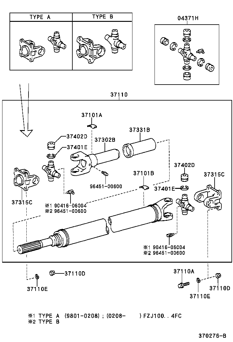  LAND CRUISER 100 |  PROPELLER SHAFT UNIVERSAL JOINT