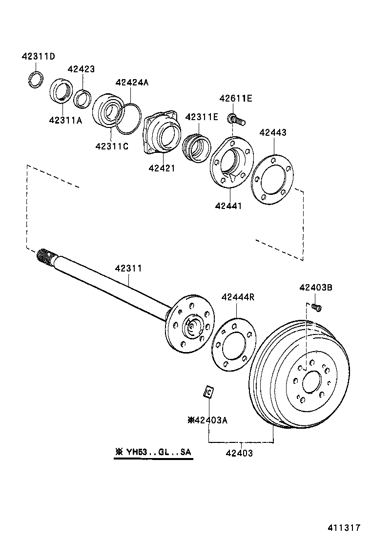  HIACE VAN COMUTER |  REAR AXLE SHAFT HUB