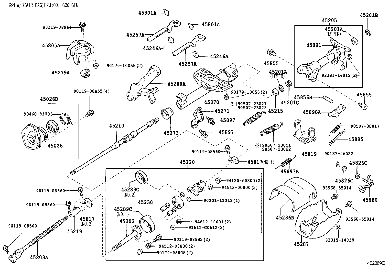 TOYOTA LAND CRUISER 100FZJ100LGNMNKV POWERTRAINCHASSIS STEERING