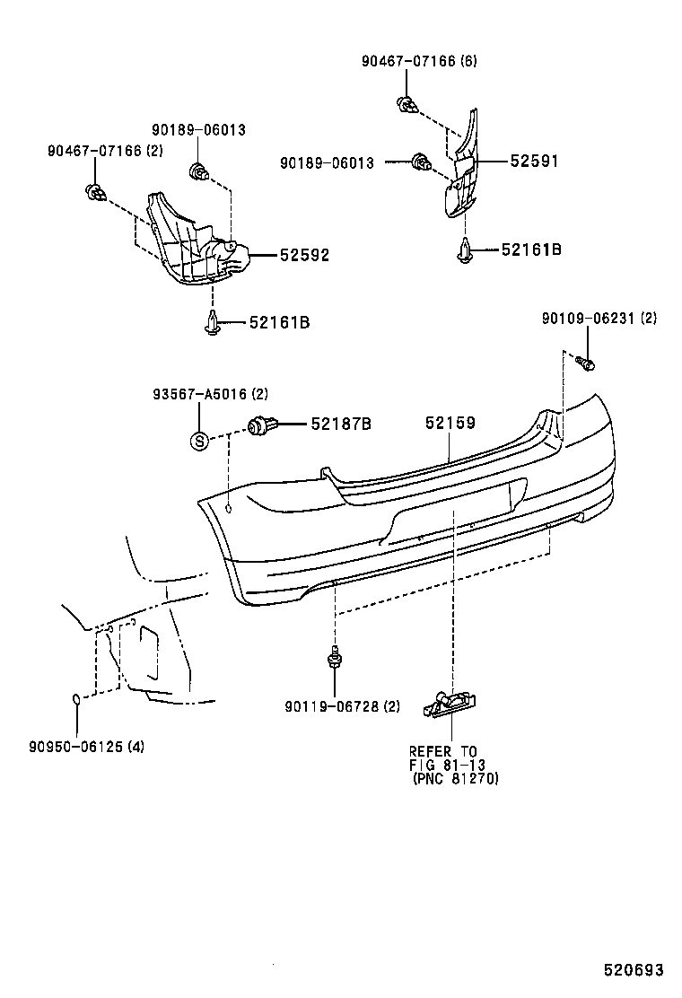  YARIS ECHO |  REAR BUMPER BUMPER STAY