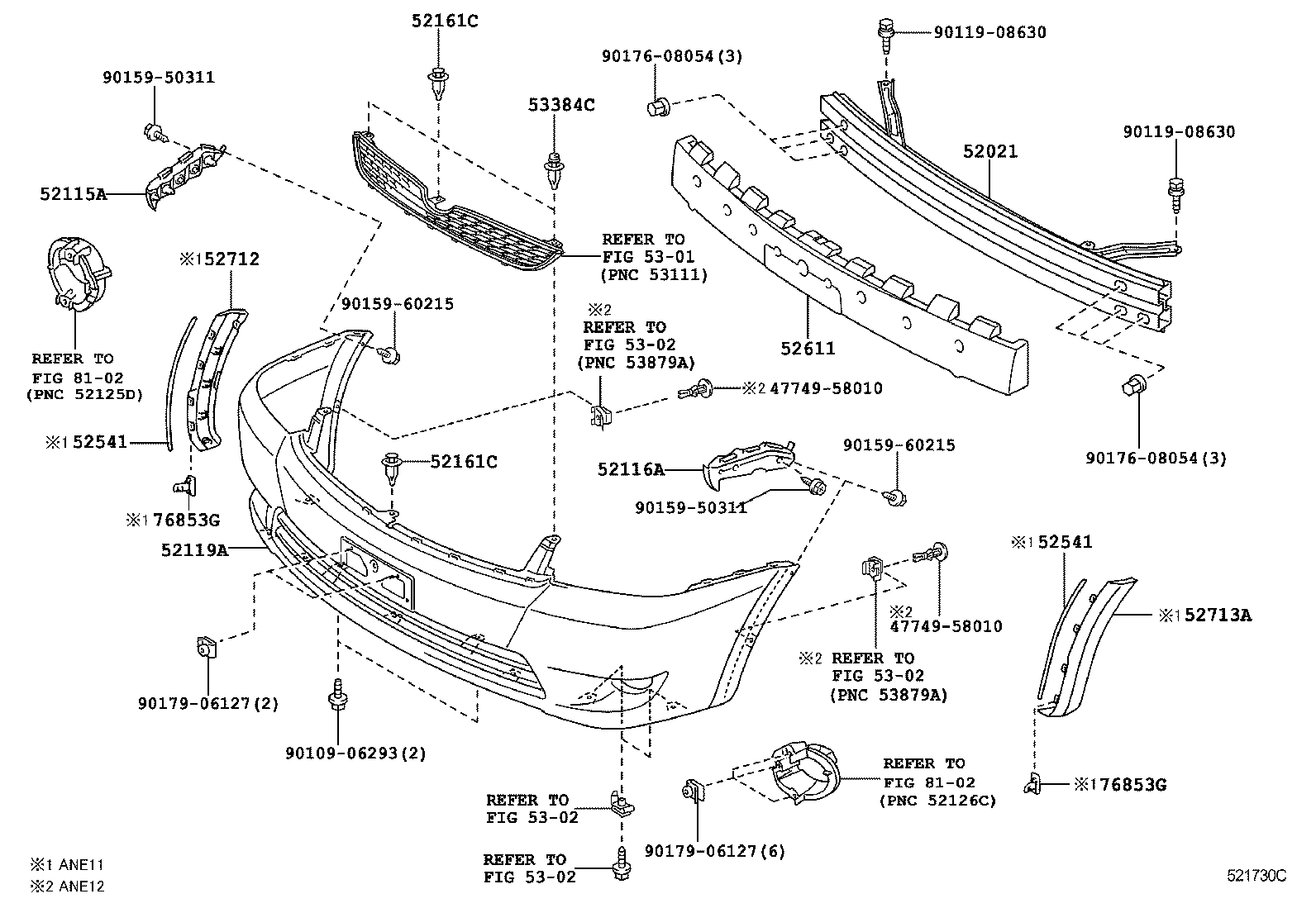  WISH |  FRONT BUMPER BUMPER STAY