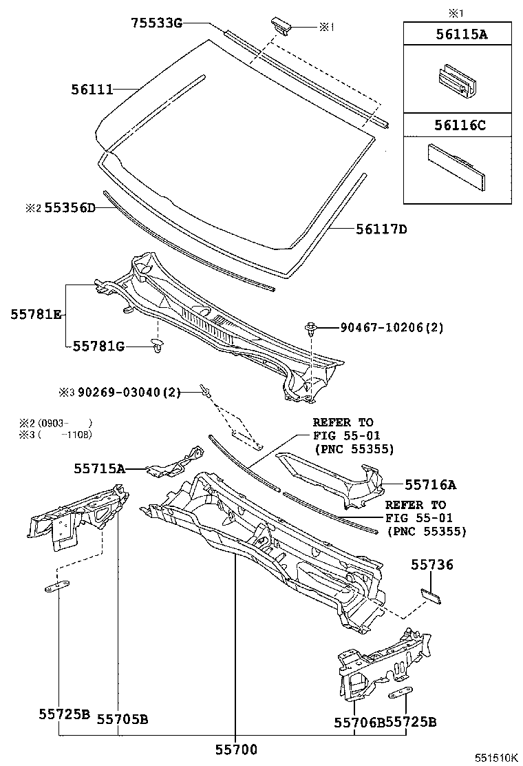  IS250 300 |  COWL PANEL WINDSHIELD GLASS