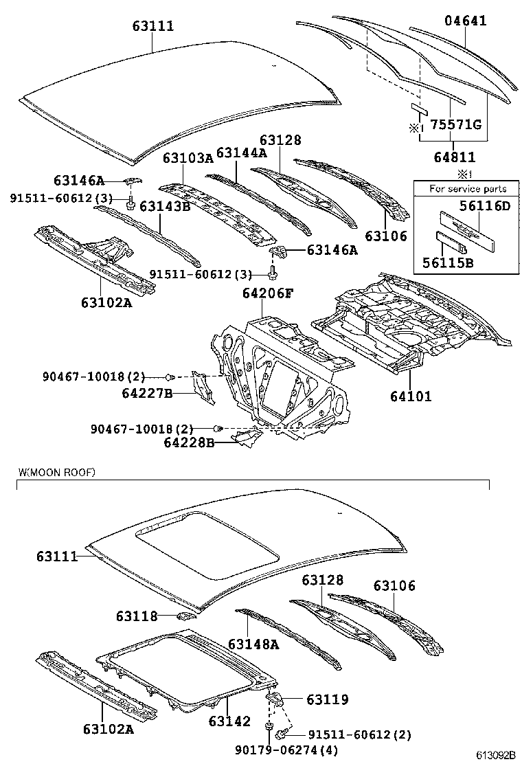  IS F |  ROOF PANEL BACK WINDOW GLASS