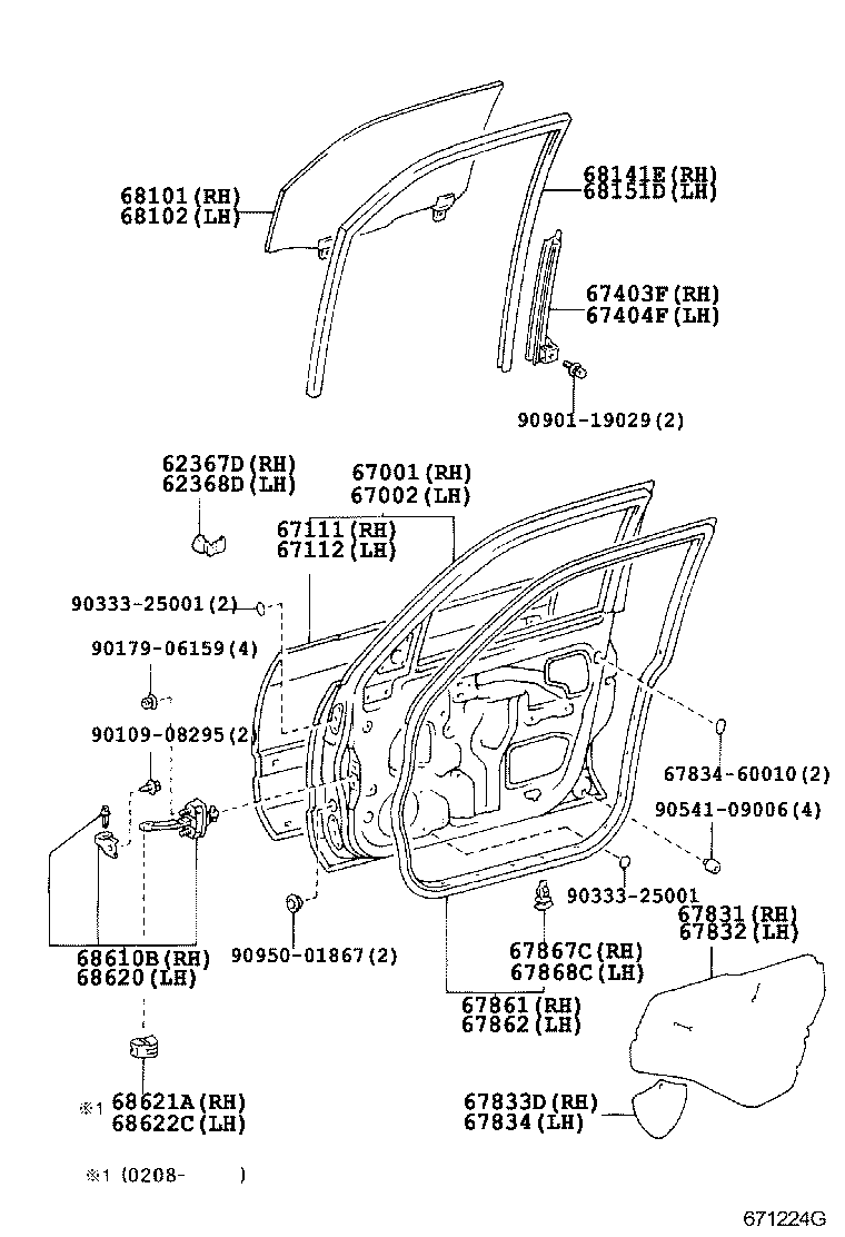  LAND CRUISER 100 |  FRONT DOOR PANEL GLASS