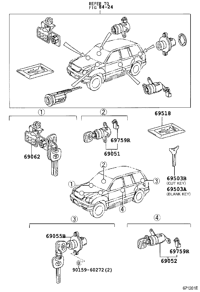  LAND CRUISER 100 |  LOCK CYLINDER SET