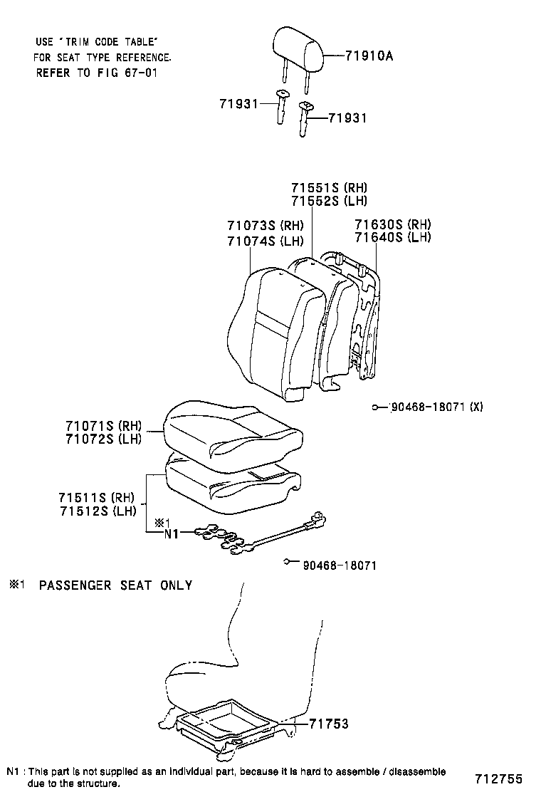  YARIS ECHO |  FRONT SEAT SEAT TRACK