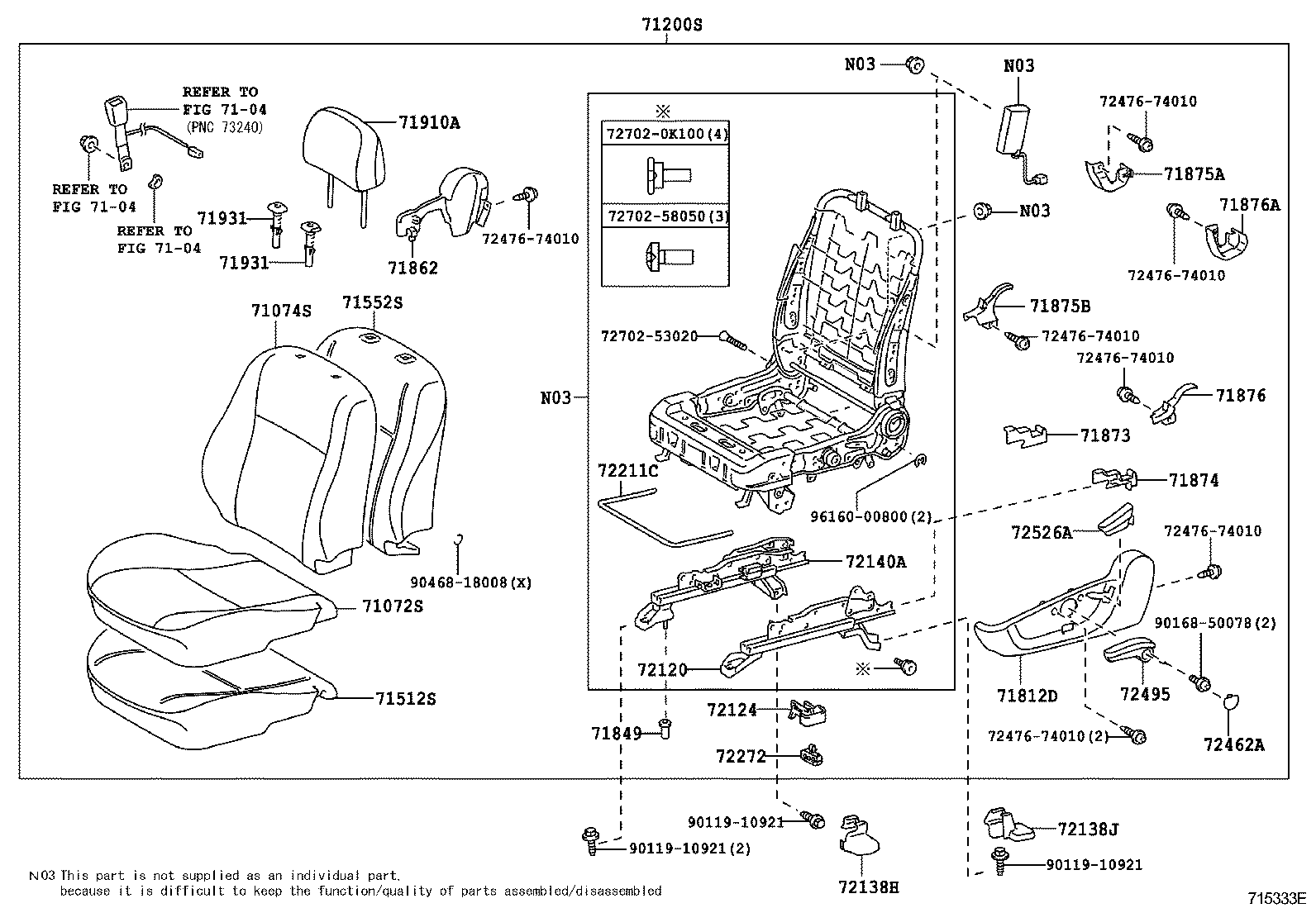  COROLLA SED WG |  FRONT SEAT SEAT TRACK