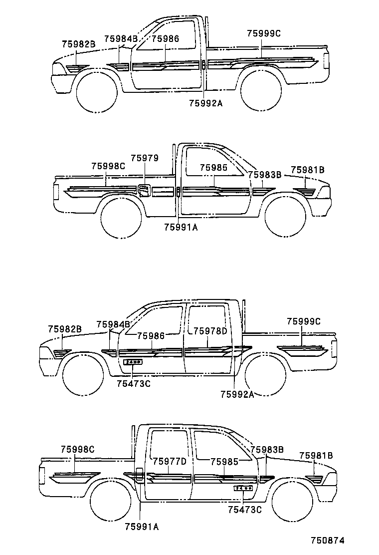  HILUX 2WD |  BODY STRIPE