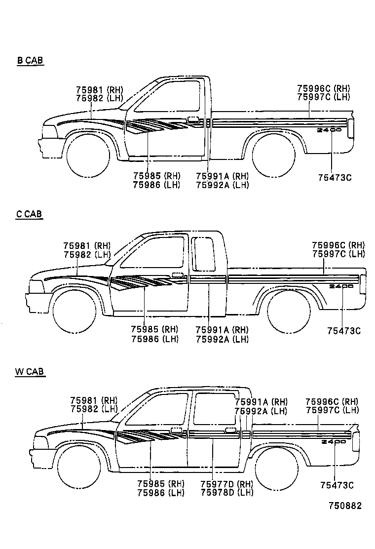  HILUX 2WD |  BODY STRIPE