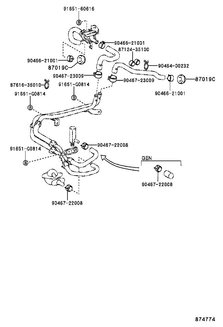  HILUX 2WD |  HEATING AIR CONDITIONING WATER PIPING