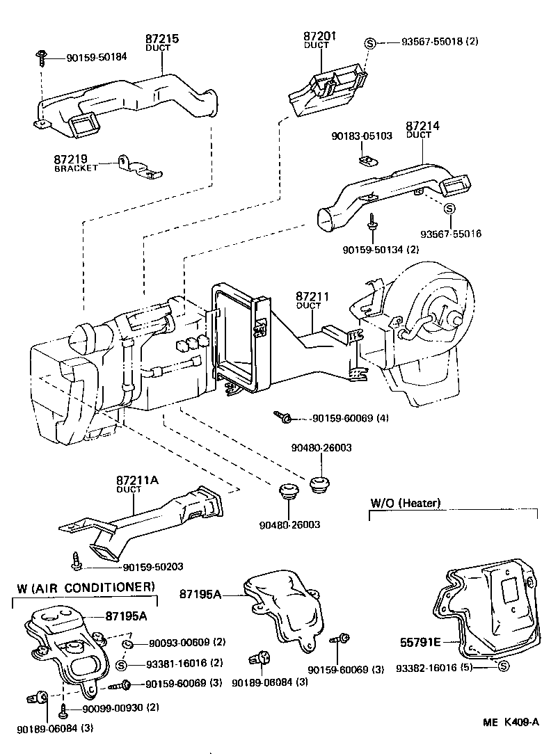  HIACE VAN COMUTER |  HEATING AIR CONDITIONING CONTROL AIR DUCT