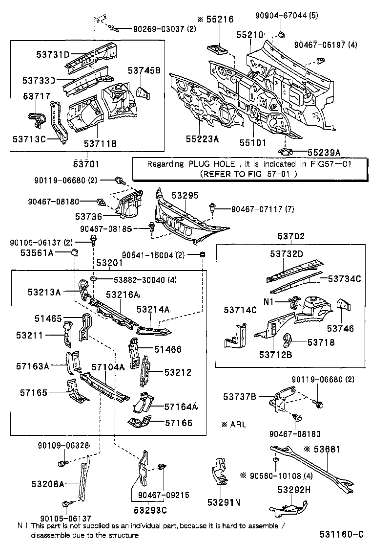  ES300 |  FRONT FENDER APRON DASH PANEL