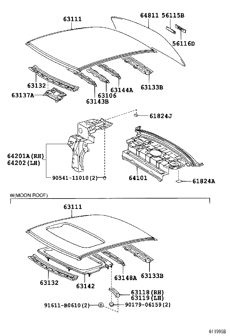  ES300 |  ROOF PANEL BACK WINDOW GLASS