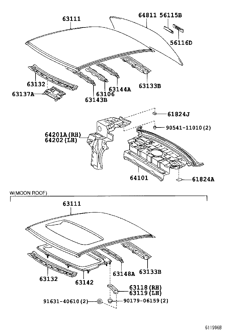  ES300 |  ROOF PANEL BACK WINDOW GLASS