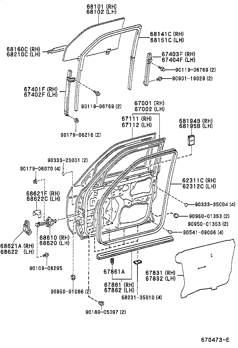  4RUNNER |  FRONT DOOR PANEL GLASS