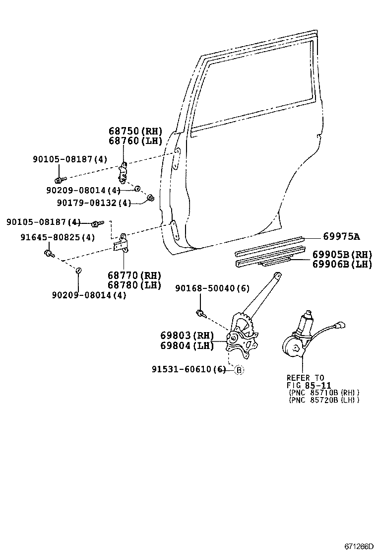  LX470 |  REAR DOOR WINDOW REGULATOR HINGE