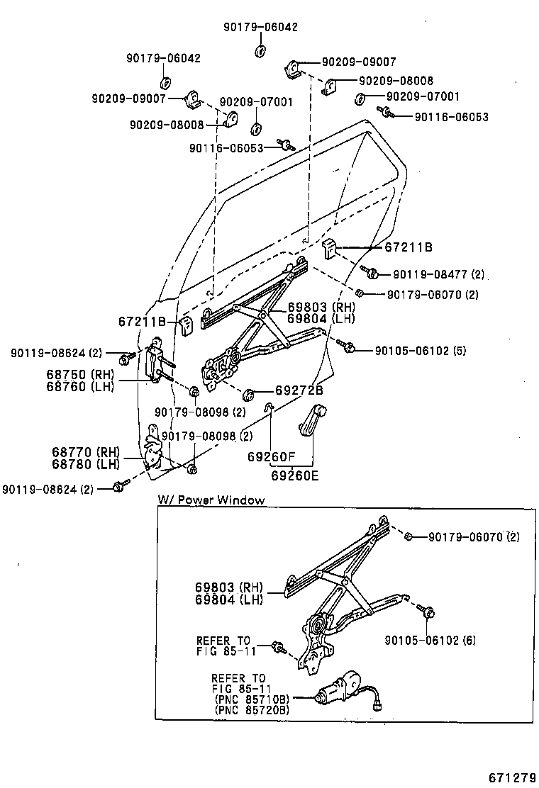  CROWN |  REAR DOOR WINDOW REGULATOR HINGE