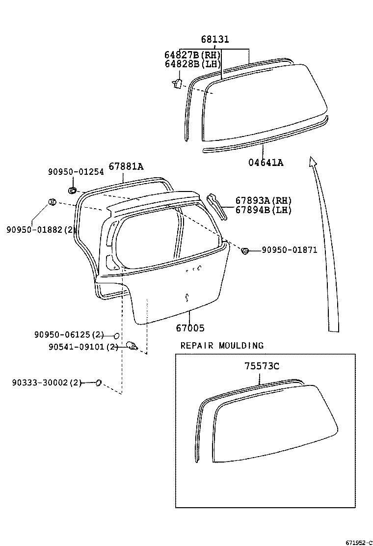  YARIS ECHO 3D 5D |  BACK DOOR PANEL GLASS