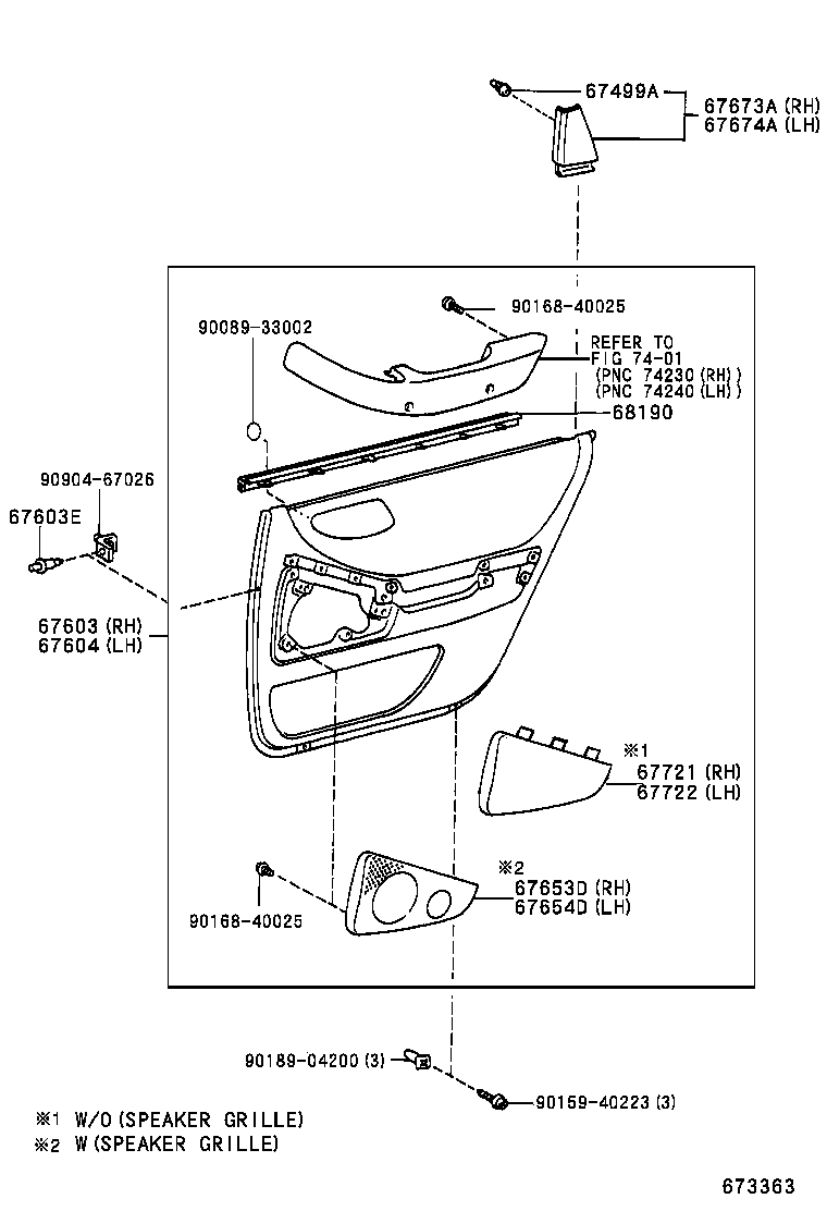  AVALON |  REAR DOOR PANEL GLASS