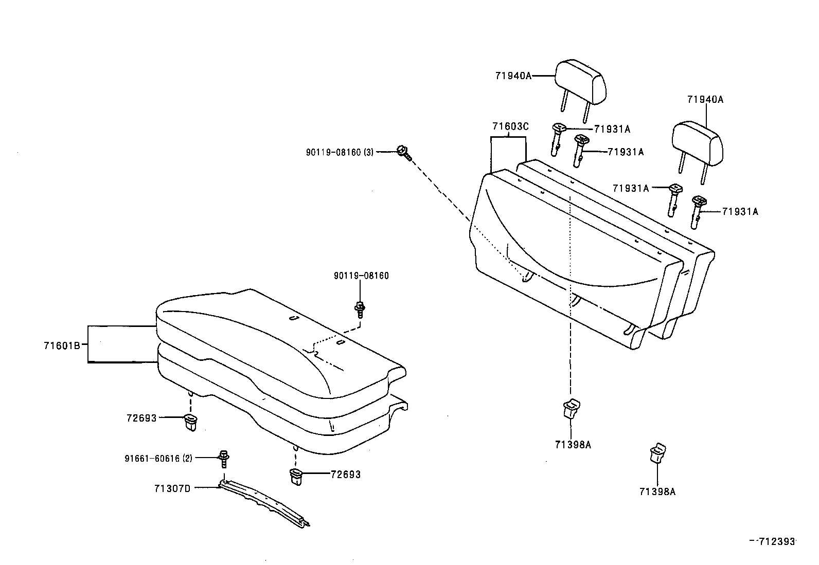  YARIS ECHO 4D |  REAR SEAT SEAT TRACK