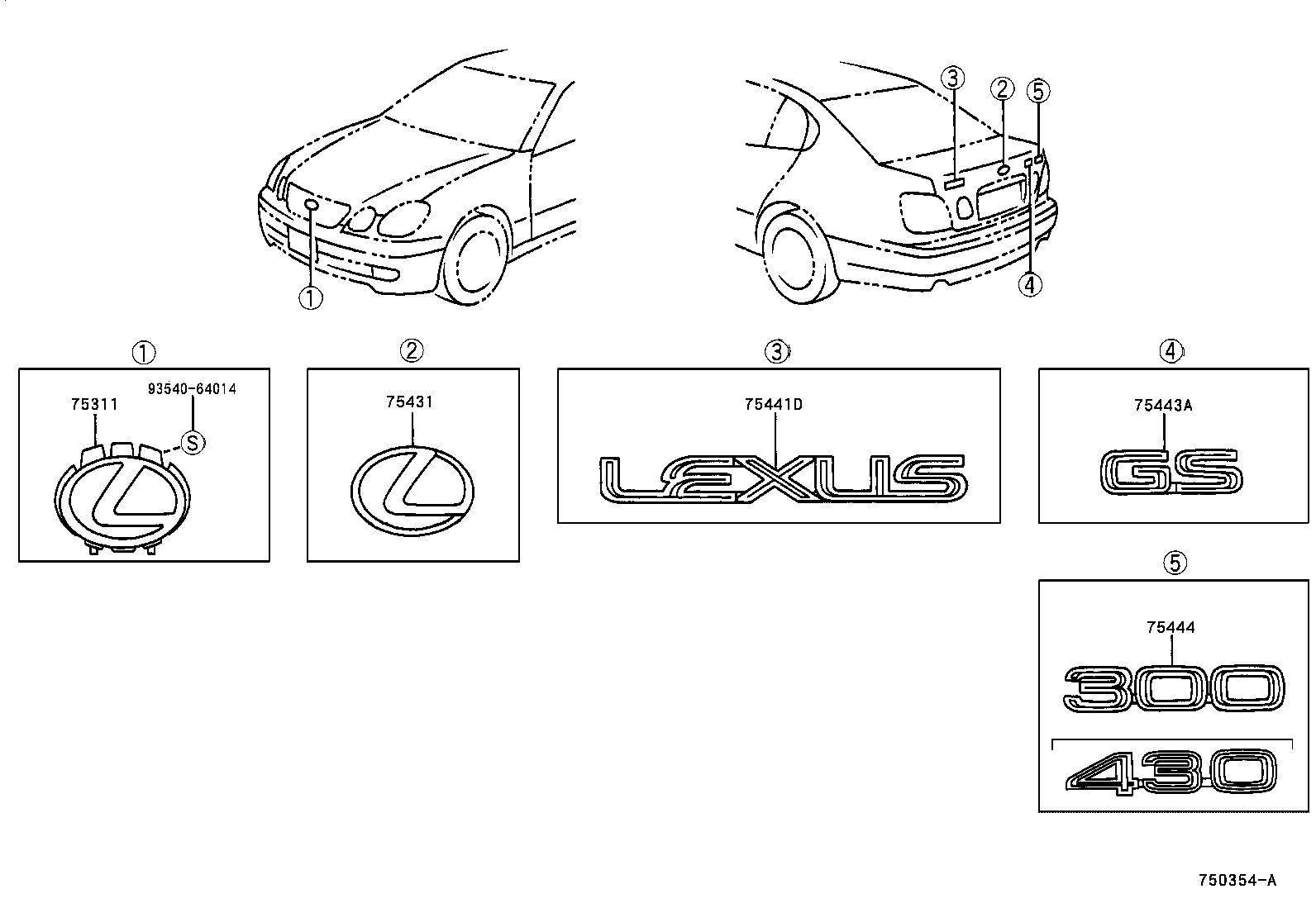  GS300 430 |  EMBLEM NAME PLATE EXTERIOR INTERIOR