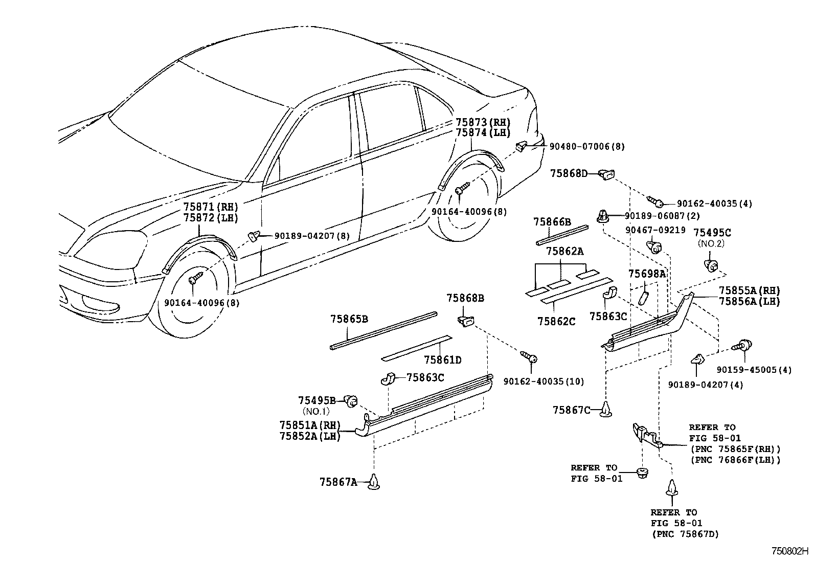  LS430 |  SIDE MOULDING