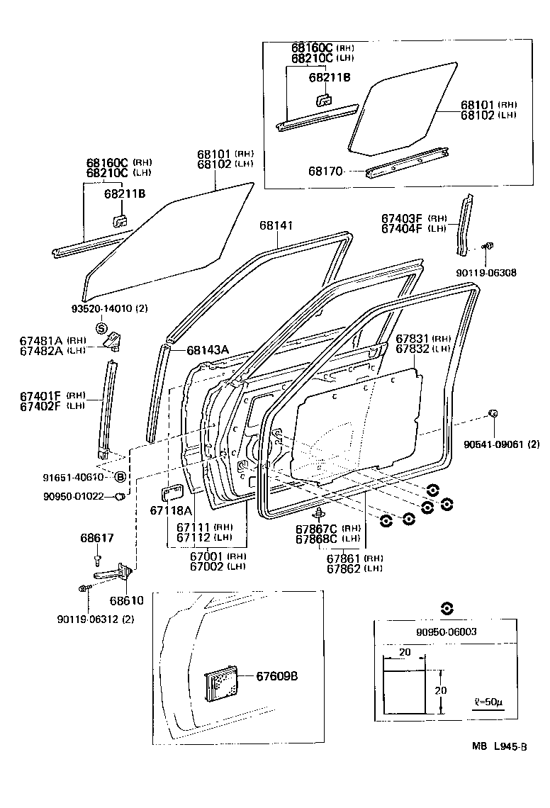  LAND CRUISER 60 |  FRONT DOOR PANEL GLASS