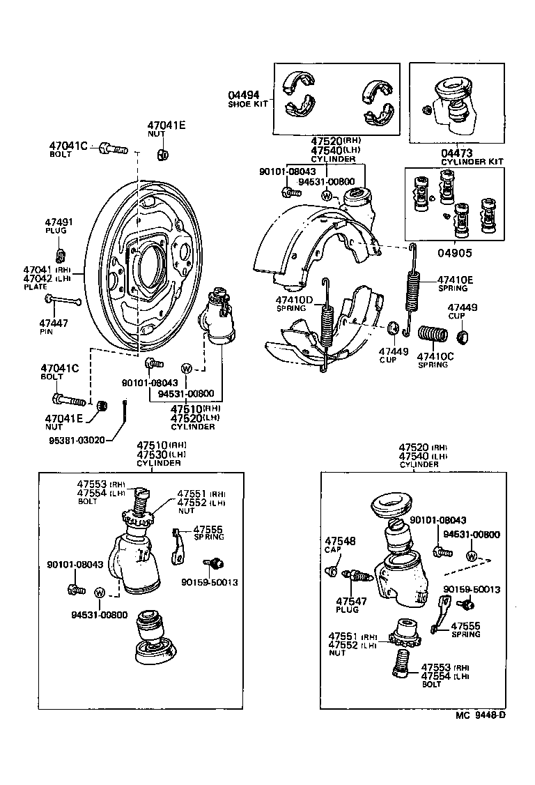  HIACE VAN COMUTER |  FRONT DRUM BRAKE WHEEL CYLINDER BACKING PLATE