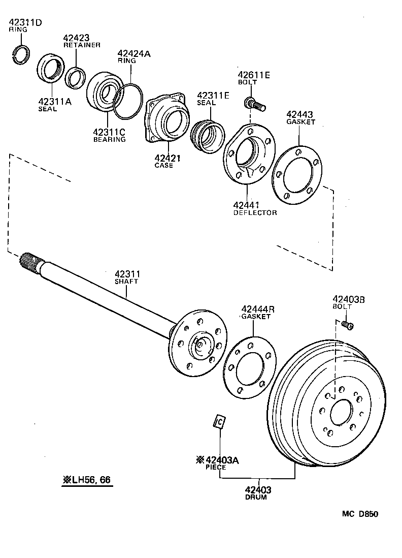  HIACE VAN COMUTER |  REAR AXLE SHAFT HUB