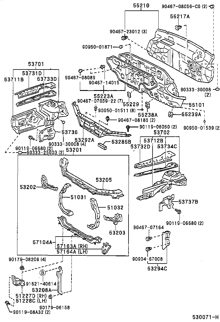  ES300 |  FRONT FENDER APRON DASH PANEL