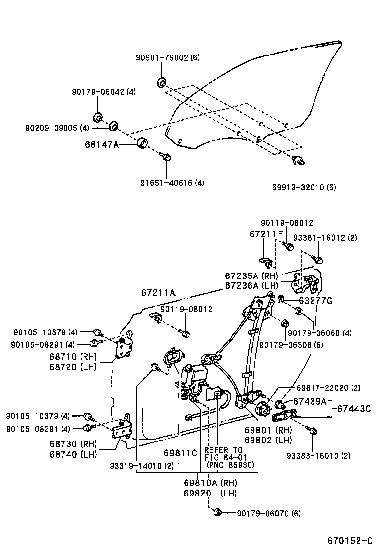  ES300 |  FRONT DOOR WINDOW REGULATOR HINGE