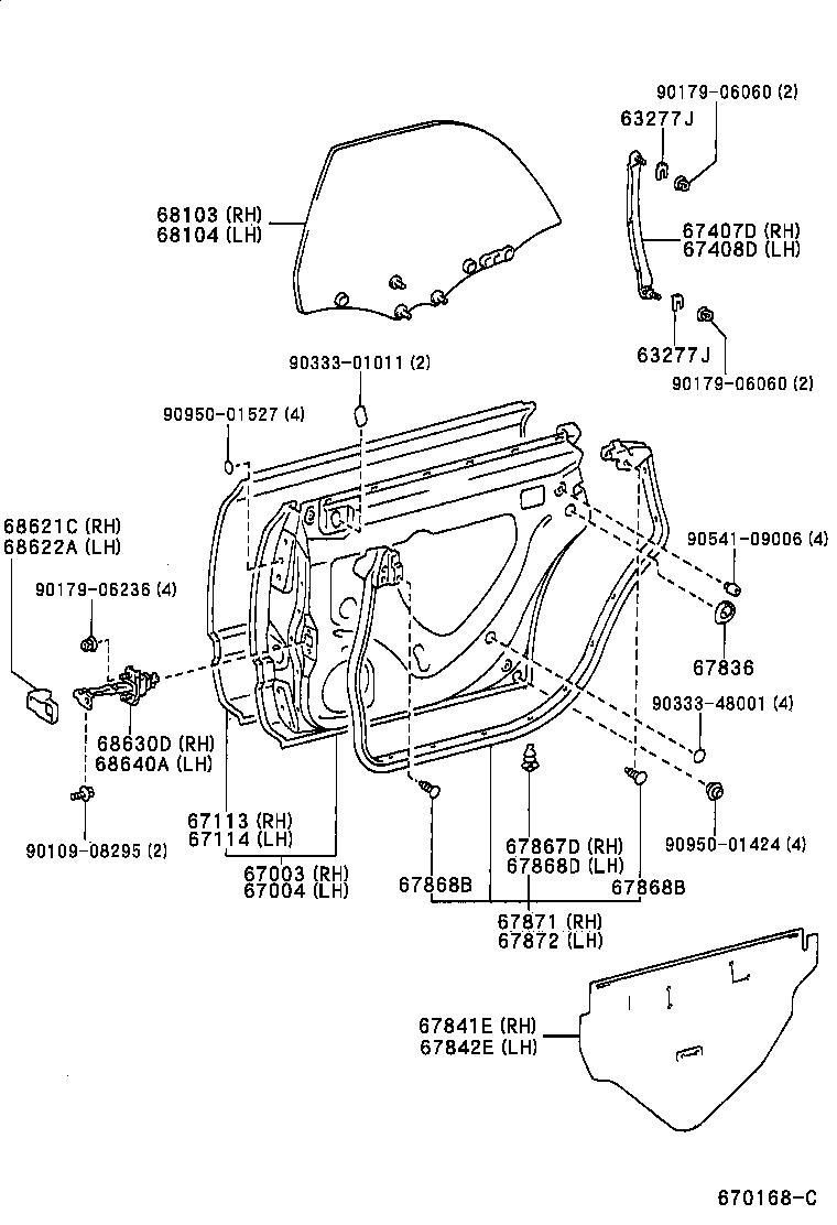  ES300 |  REAR DOOR PANEL GLASS