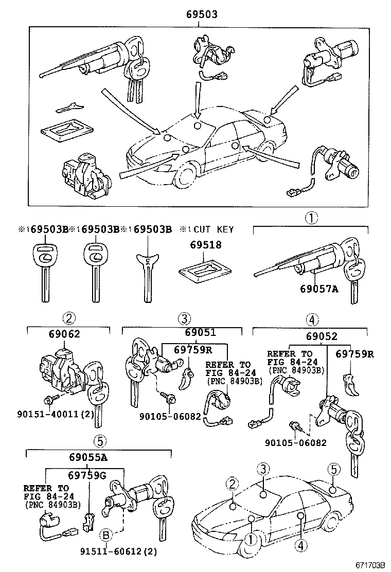  ES300 |  LOCK CYLINDER SET