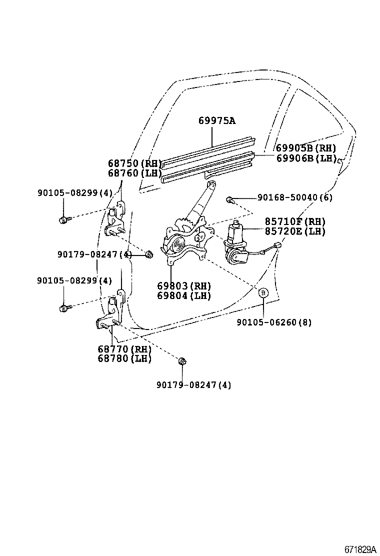  CROWN |  REAR DOOR WINDOW REGULATOR HINGE