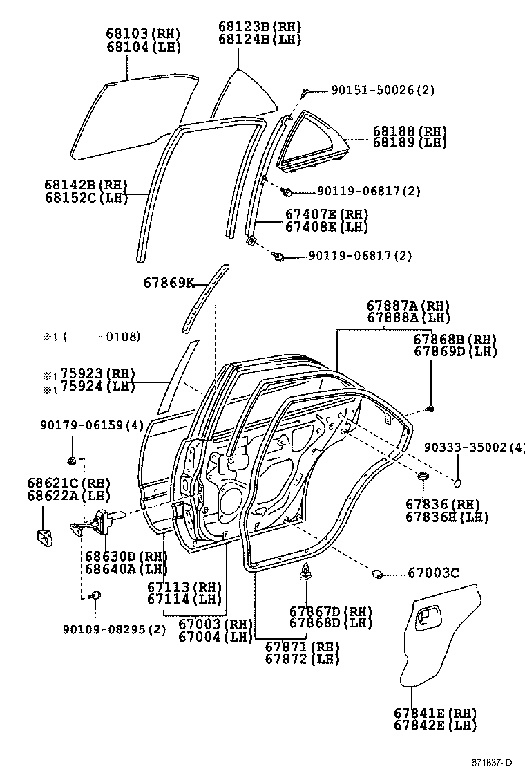  CROWN |  REAR DOOR PANEL GLASS