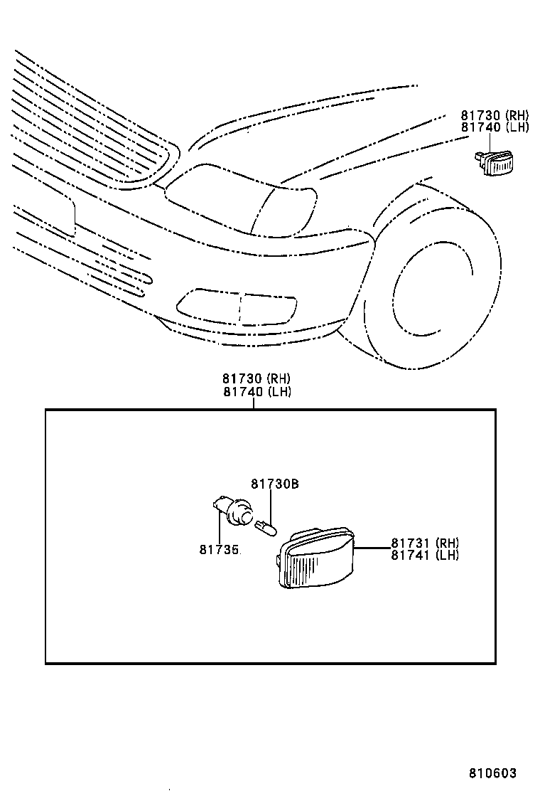  LS400 |  SIDE TURN SIGNAL LAMP OUTER MIRROR LAMP