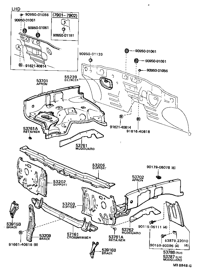  HILUX |  FRONT FENDER APRON DASH PANEL