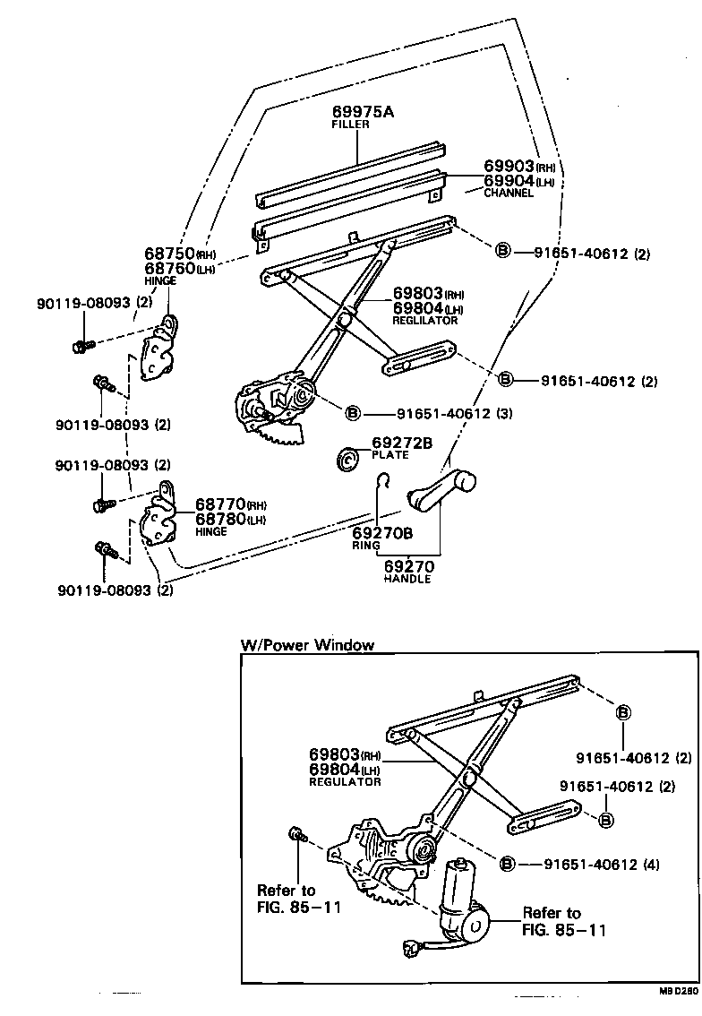  CAMRY VISTA |  REAR DOOR WINDOW REGULATOR HINGE