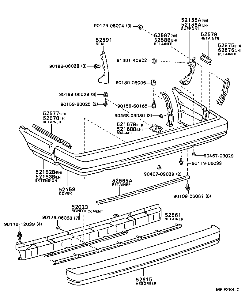  CAMRY VISTA |  REAR BUMPER BUMPER STAY