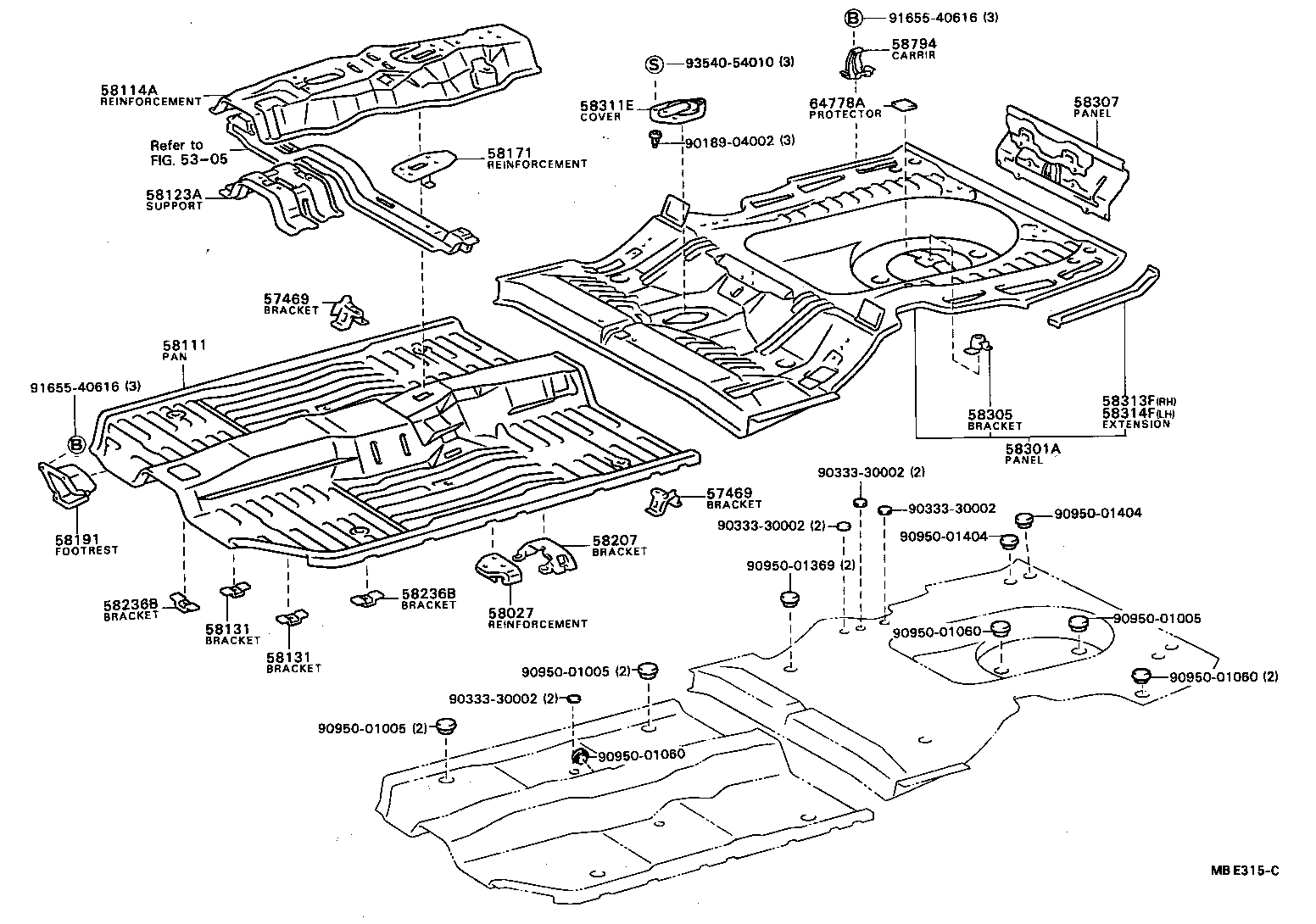  CAMRY VISTA |  FLOOR PAN LOWER BACK PANEL