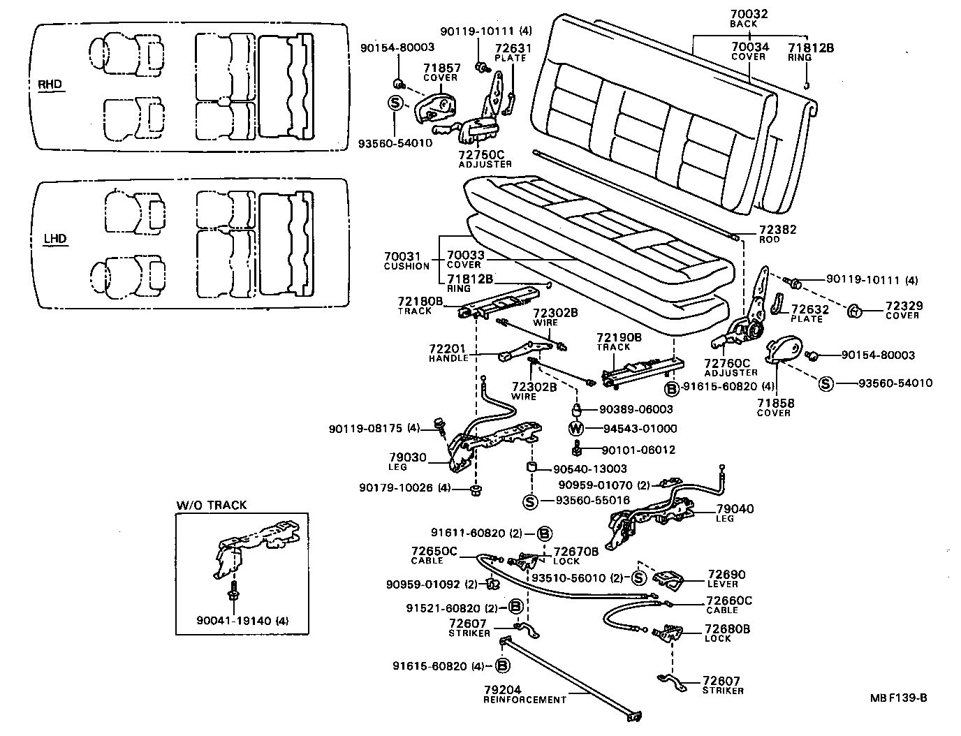  MODEL F |  SEAT SEAT TRACK