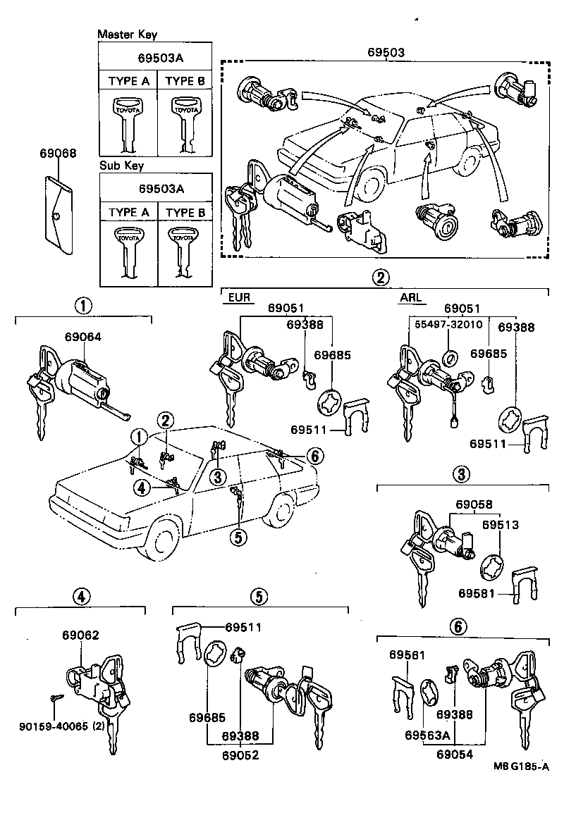  CAMRY VISTA |  LOCK CYLINDER SET