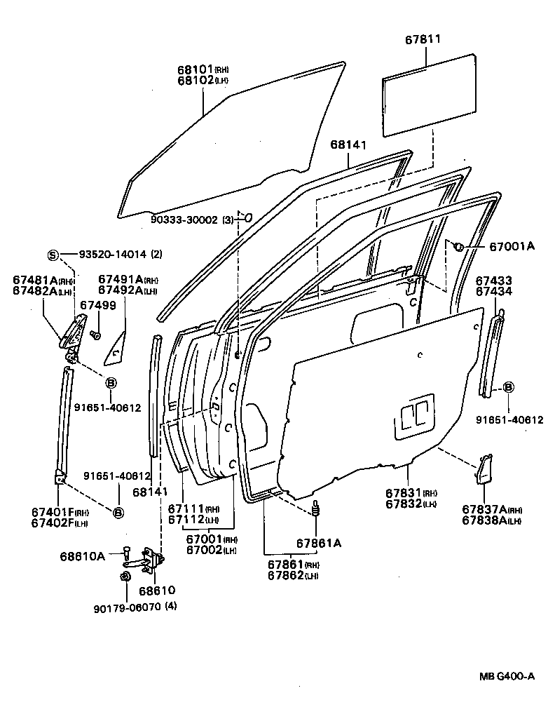  CAMRY VISTA |  FRONT DOOR PANEL GLASS