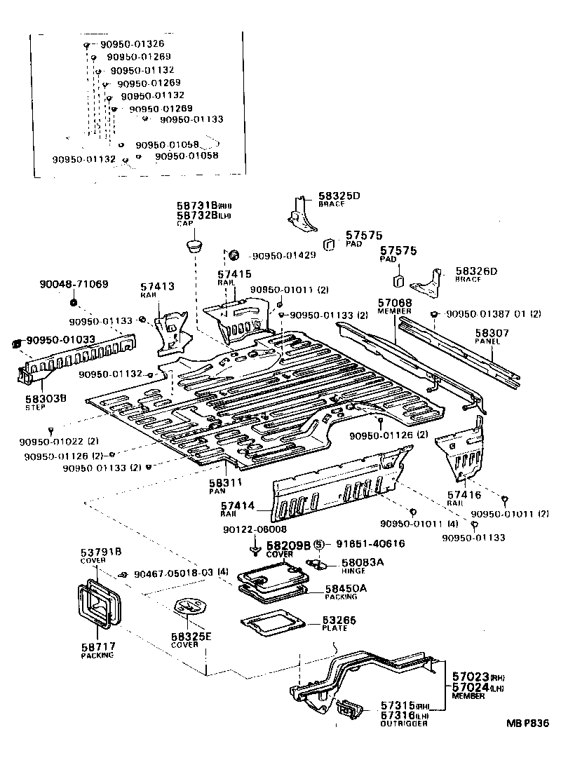  MODEL F |  REAR FLOOR PANEL REAR FLOOR MEMBER