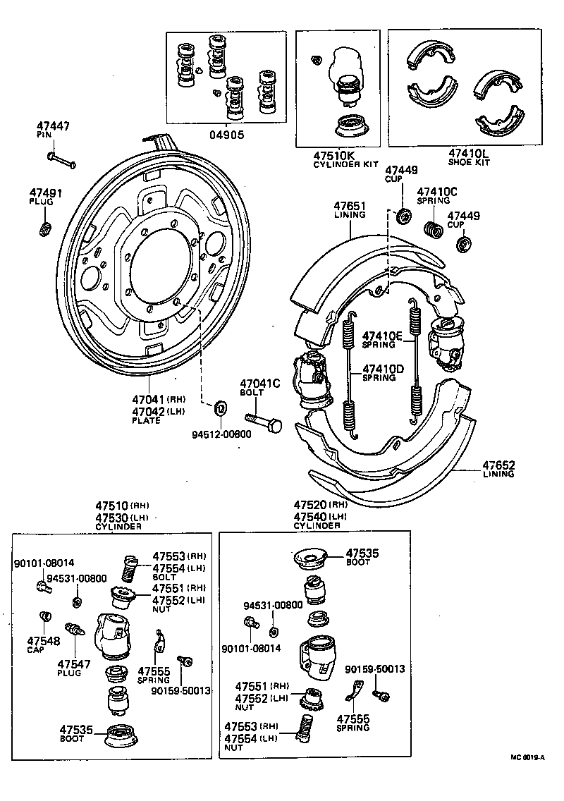  HILUX |  FRONT DRUM BRAKE WHEEL CYLINDER BACKING PLATE