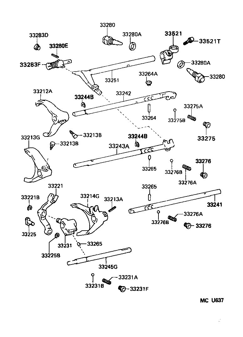  CROWN |  GEAR SHIFT FORK LEVER SHAFT MTM