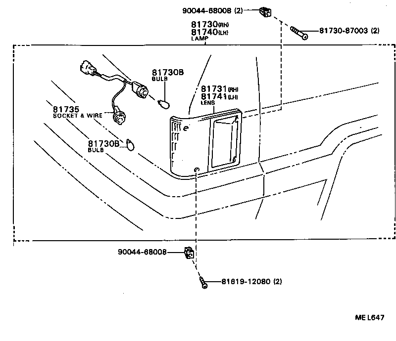  MODEL F |  SIDE TURN SIGNAL LAMP OUTER MIRROR LAMP