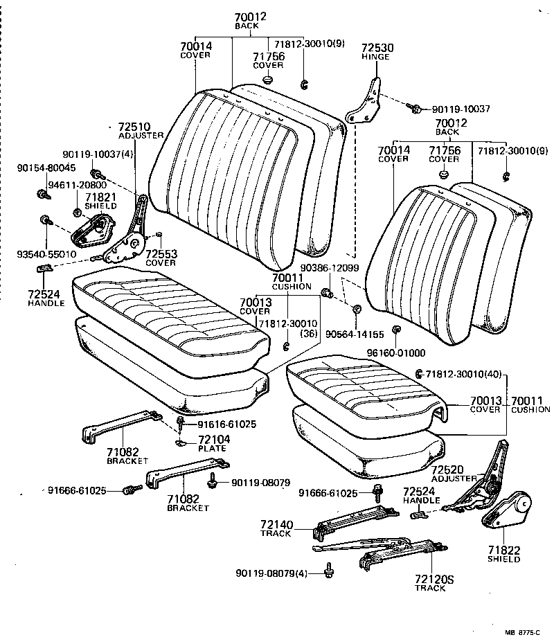  LAND CRUISER 40 45 55 |  SEAT SEAT TRACK