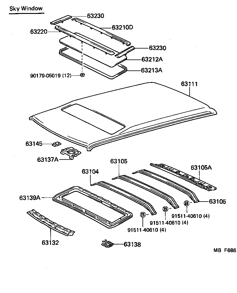  CROWN |  ROOF PANEL BACK WINDOW GLASS